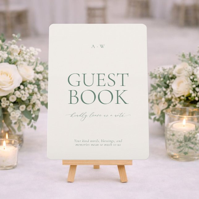 Minimal Sage Green Wedding Guest Book Sign Inbjudningar (Skapare uppladdad)