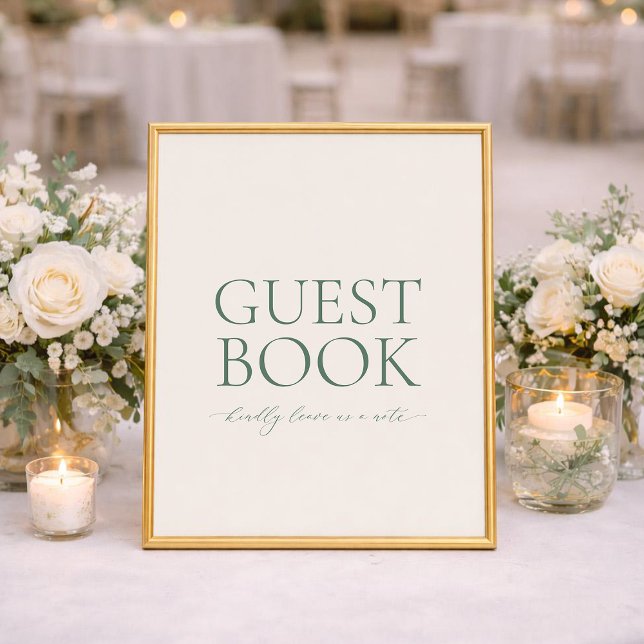 Minimal Sage Green Wedding Guest Book Sign Poster (Skapare uppladdad)