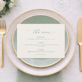 Minimal Sage Green Wedding Menu Card Inbjudningar
