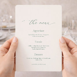 Minimal Sage Green Wedding Menu Card Inbjudningar