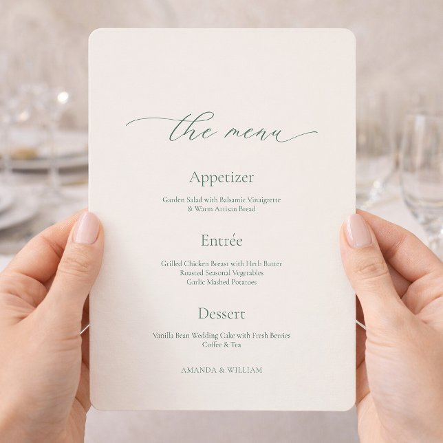 Minimal Sage Green Wedding Menu Card Inbjudningar (Skapare uppladdad)