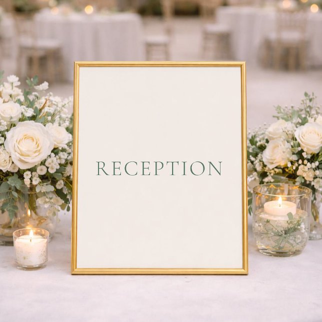 Minimal Sage Green Wedding Reception Sign Poster (Skapare uppladdad)