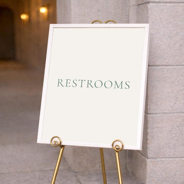 Minimal Sage Green Wedding Restrooms Sign Poster (Skapare uppladdad)