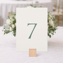 Minimal Sage Green Wedding Table Number Card Tack Kort