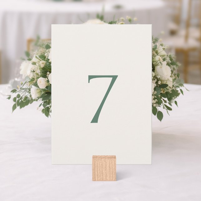 Minimal Sage Green Wedding Table Number Card Tack Kort (Skapare uppladdad)