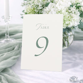 Minimal Sage Green Wedding Table Numbers 1–19 Tack Kort