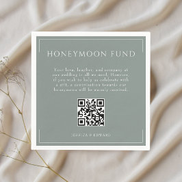 Minimal Sage Grönt Bröllop Honeymoon Fund QR-kod Pappersservett