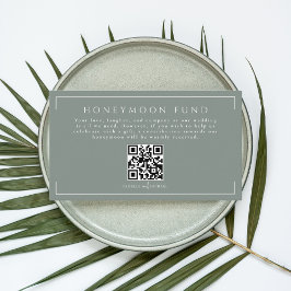 Minimal Sage Grönt Bröllop Honeymoon Fund QR-kod Tilläggskort