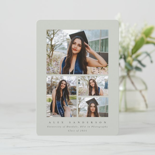 Minimal Sage Grönt Ram 4 Photo Studenten Meddelande (Stående Fram)