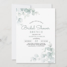 Minimal Sagegrön Blommig Bröllopsfest Brunch Inbjudningar