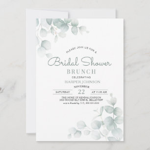 Minimal Sagegrön Blommig Bröllopsfest Brunch Inbjudningar