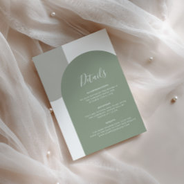 Minimal Saggrön Bågbröllopsdetaljer QR-kod Tilläggskort