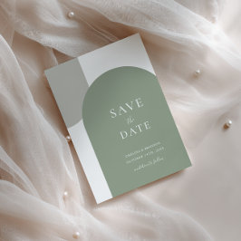 Minimal Sagogrön Boho-båge Rustik Bröllopskrift Spara Datumet