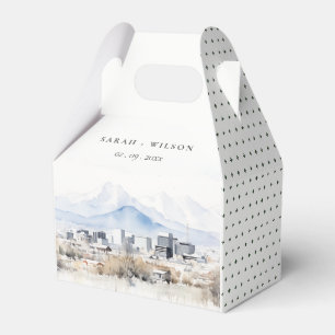 Minimal Salt Sjö City Utah Watercolor Bröllop Presentaskar