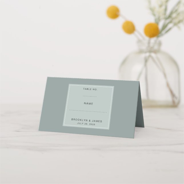 Minimal Salvia Grön Bordskort Placeringskort (Framsida)