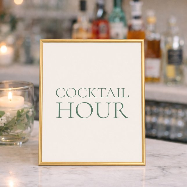 Minimal Salvia Grön Bröllops Cocktailtimme Skylt (Skapare uppladdad)