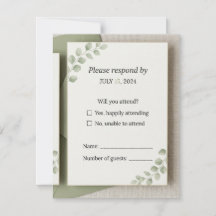 Minimal Salvia Grön Bröllops RSVP-kort