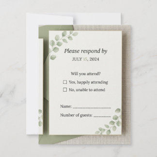 Minimal Salvia Grön Bröllops RSVP-kort OSA Kort