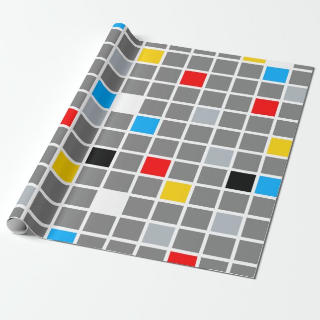 Minimal sammansättning av de Stijl Retro Mosaic Fä Presentpapper (Utrullad)