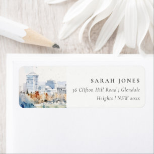 Minimal San Jose, Kalifornien Watercolor Adress Returadress Etikett