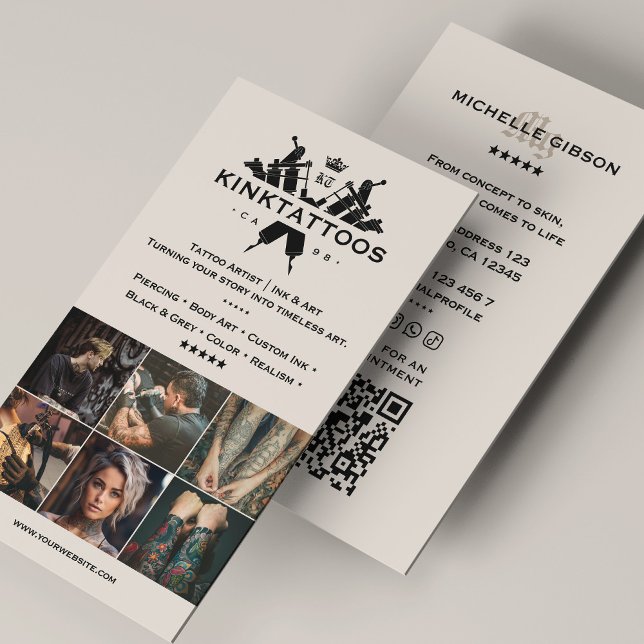 Minimal Sand Tattooist Modern Tattoo Artist Grid Visitkort (Minimal Sand Tattooist Modern Tattoo Artist Grid Business Card
)