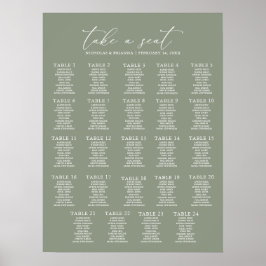 Minimal sätesdiagram för Grönt Bröllop 24 Bord Poster