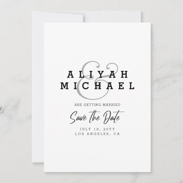 Minimal Save The Date Black White QR Code Wedding Inbjudningar (Framsida)