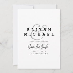 Minimal Save The Date Black White QR Code Wedding Inbjudningar