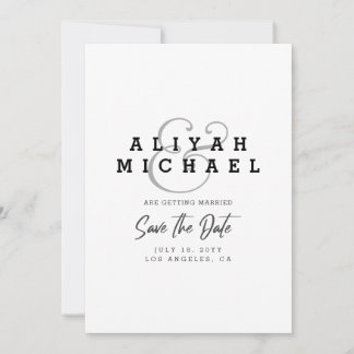 Minimal Save The Date Black White QR Code Wedding Inbjudningar