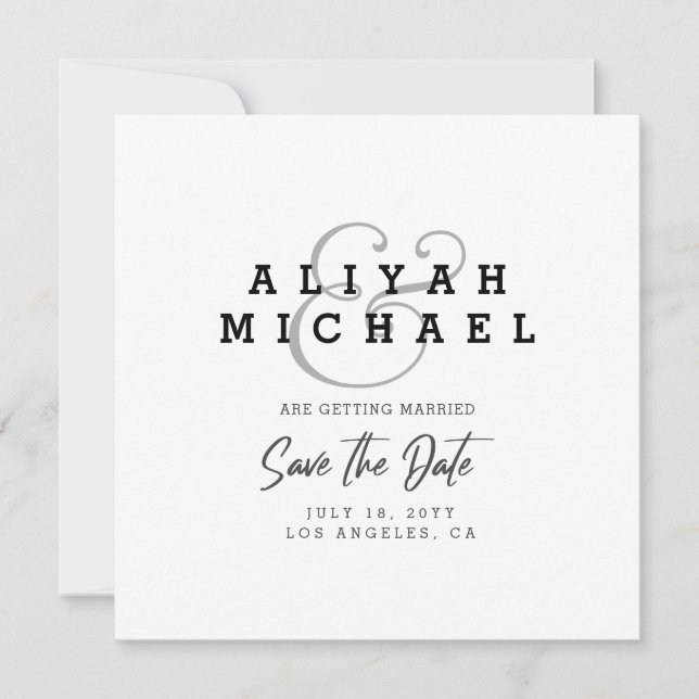 Minimal Save The Date QR Code Black White Wedding Inbjudningar (Framsida)