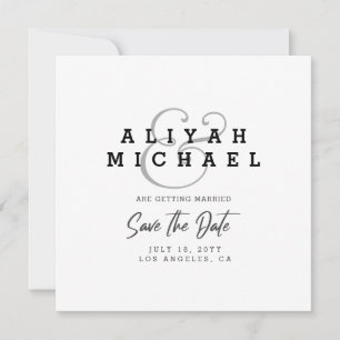 Minimal Save The Date QR Code Black White Wedding Inbjudningar