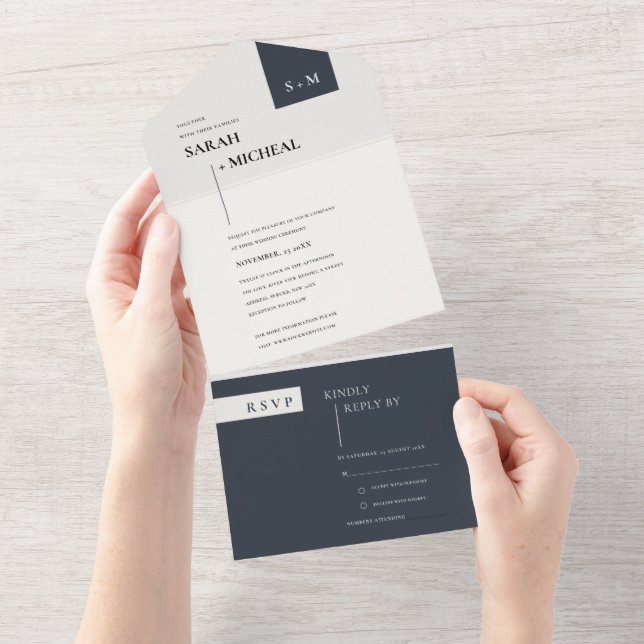 MINIMAL SCANDI BLACK WHITE MONOGRAM BRÖLLOP (Avrivbar del)