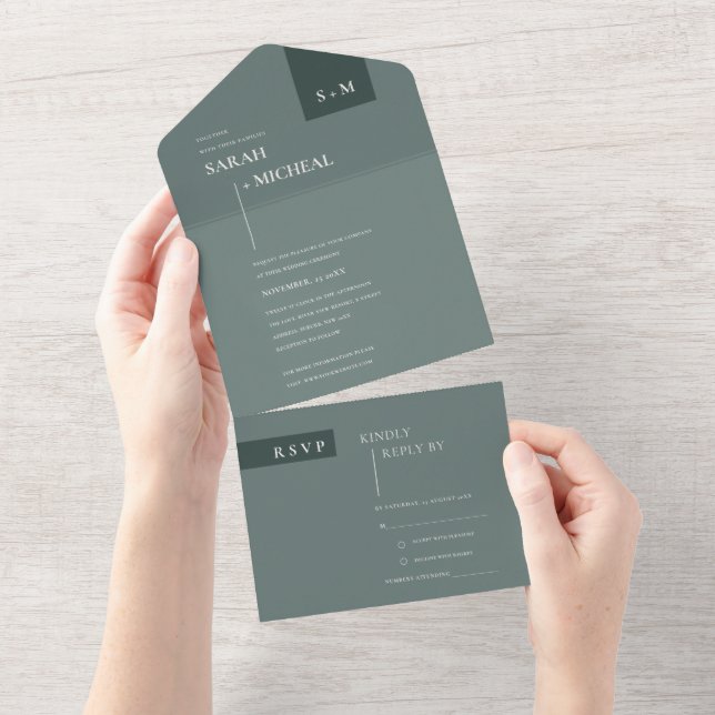 MINIMAL SCANDI EMERALD SAGE BLEK GRÖNT BRÖLLOP ALL (Avrivbar del)