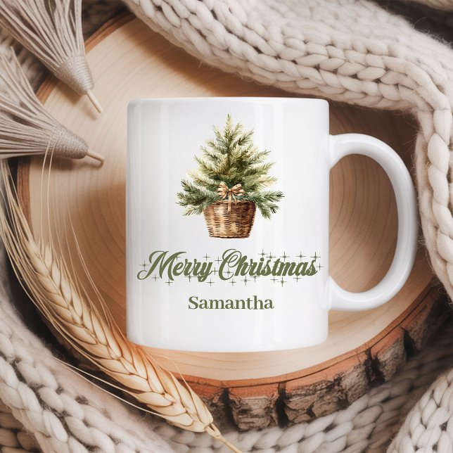 Minimal Scandinavian neutral art custom name Xmas Kaffemugg (Minimal Scandinavian neutral art custom name Christmas mug

)