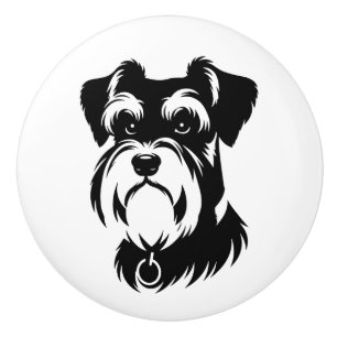 Minimal Schnauzer Hund Silhuett Ikon Knopp