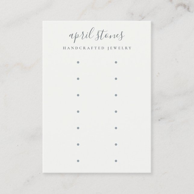 Minimal Script Black Grey White 7 Earring Display Visitkort (Framsida)