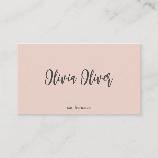 Minimal Script Calligraphy Blush Pink Chic Modern Visitkort (Framsida)