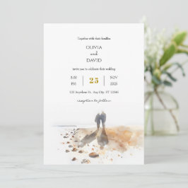 Minimal seaside Sunrise Snäcka Collectors’ Bröllop Inbjudningar