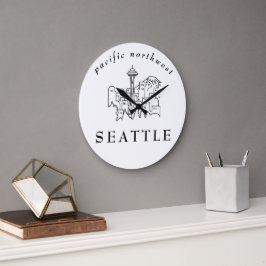 Minimal Seattle Skyline Outline Pacific Northwest Stor Klocka