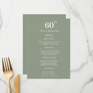 Minimal sidförbrukning och vit 60:e Födelsedagsfes Meny