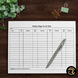 Minimal Sign In Sign Out Notepad Anteckningsblock