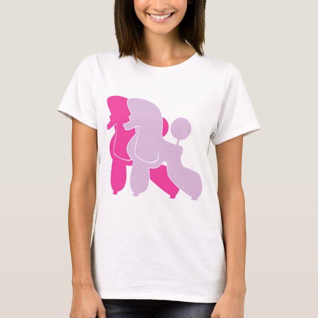 Minimal silhuett av rosa pudel  tee shirt (Framsida)