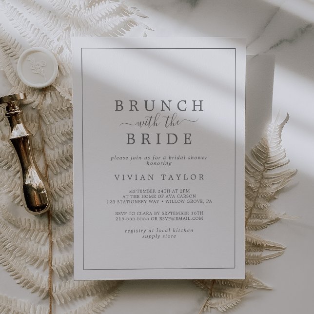 Minimal Silver Brunch med Bride-Möhippan Inbjudningar (Skapare uppladdad)