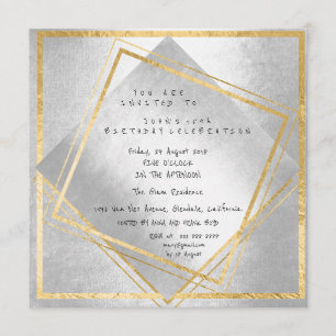 Minimal Silver-geometri Guld-Födelsedagsfest Inbjudningar