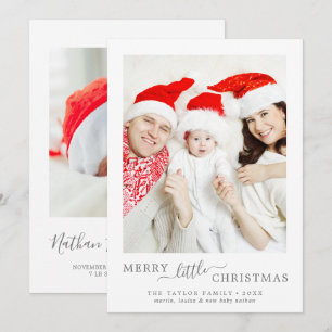 Minimal Silver Merry Little jul Bird Julkort