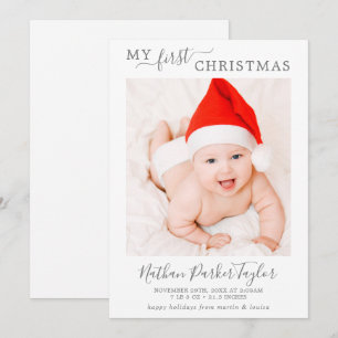 Minimal Silver - min första julfoto Baby Julkort