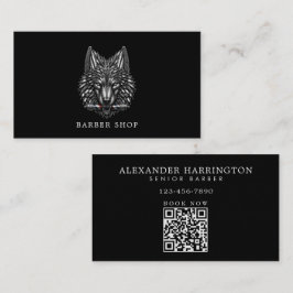 Minimal Silver Wolf Professional Barber Shop Logot Visitkort