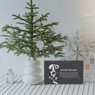 Minimal Silverbåge Vinter Snö Böcker Baby Shower Tilläggskort