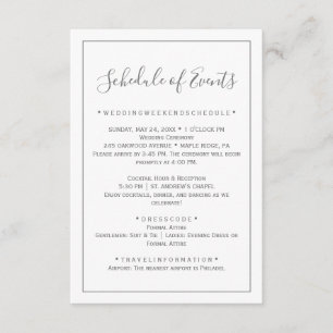 Minimal silverbröllsschema-kort tilläggskort