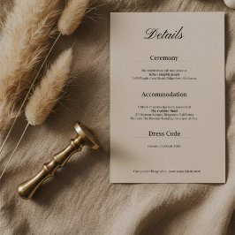 Minimal Simple Black and White Wedding Details Tilläggskort